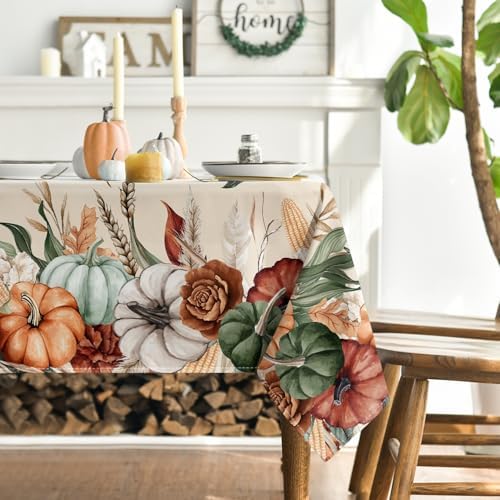 Horaldaily Fall Tablecloth 60 x 84 Inch Rectangular Flower Autumn