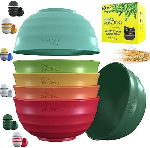 60-OZ Big Bowl Set - Unbreakable Microwave Safe Bowls with 6 Large