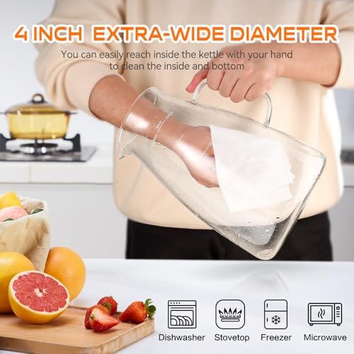Aofmee Glass Pitcher with Lid and Handle, Glass Water Pitchers