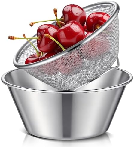 Baderke Mini Colander Strainer, 5.51 x 2.36 Inches, Round, 2 Pcs