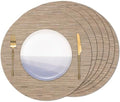 15 Inch Round Placemats Set of 6, Washable Vinyl Woven Place Mats