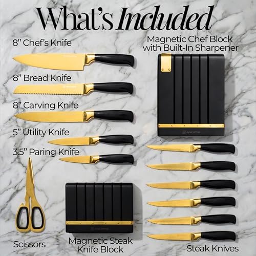 Styled Settings 12-Piece Black and Gold Knife Set