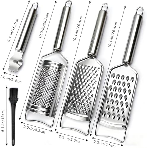 Cheese Grater Lemon Zester Grater with Handle Kitchen Grater Set of 5