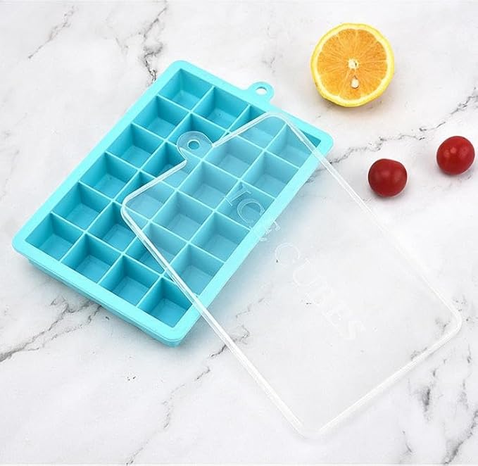 Ice Cube Tray with Lid and Bin, 3 Pack 72 Cubes Silicone Plastic Ice Cubes Trays - Image 2