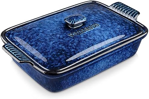 vancasso Casserole Dish with Lid, 3.8 Quart, Blue