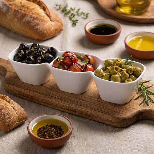 Restaurantware 18 Ounce Triple Bowl Serving Dish 1 Square Porcelain