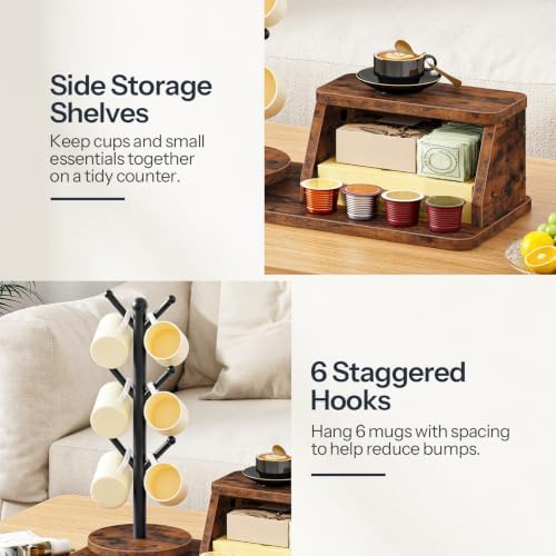 HOOBRO Mug Holder Tree, 360° Rotating, Coffee Cup Holder with 6 Metal