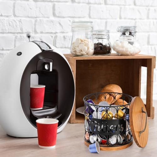 Frcctre Coffee Filter Holder with Wood Lid, Large Capacity Coffee