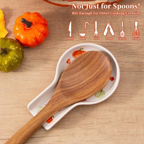 Ceramic Pumpkin Spoon Rest,Fall Utensil Rest, Orange, 1PC