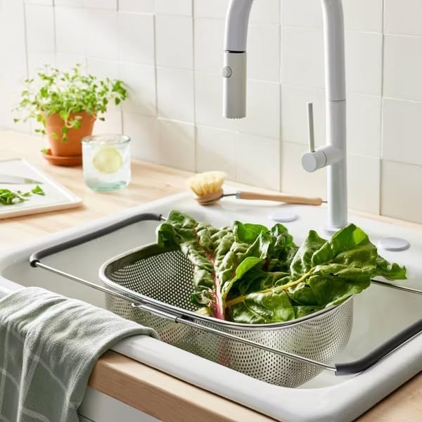 Figmint Silver, Stainless Steel Expandable Over the Sink Mesh Colander