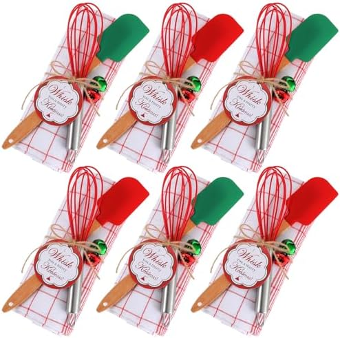 Remerry 18 Pcs 6 Set Christmas Whisk Baking Gifts,Grid,Wood