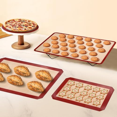 4 Silicone Baking Mats, Non-Stick Reusable Food Grade Baking Mats Oven