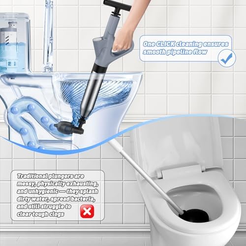 Toilet Plunger, High Pressure Air Drain Blaster, Grey
