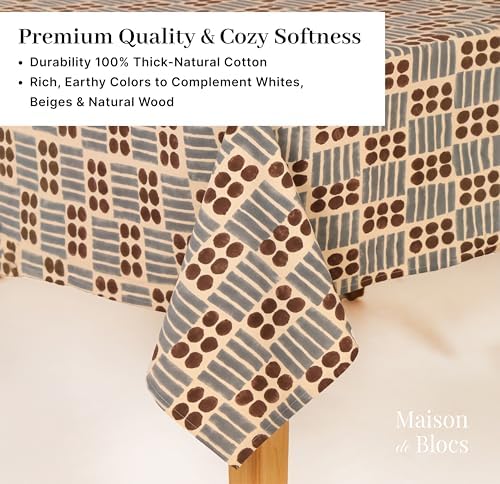100% Cotton Hand Block Printed, Tablecloth for Kitchen, Dining, Table
