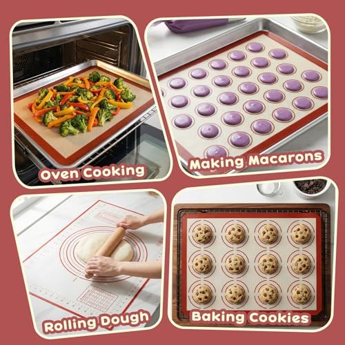Non-stick Silicone Baking Mat Set of 7, Red