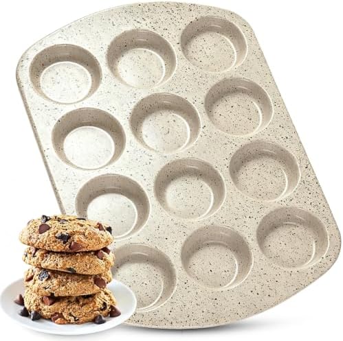 Muffin Top Pan, 12 Cavity Cupcake Pan, 3 Inch Nonstick Bakeware for
