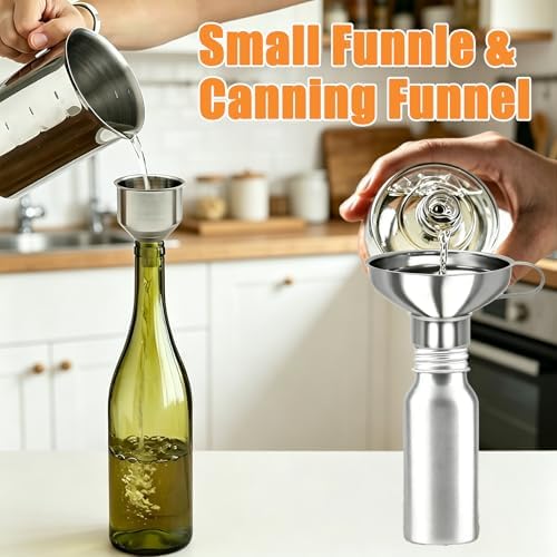 5 Pack Stainless Steel Canning Funnel Set, Wide Mouth Funnel for Mason
