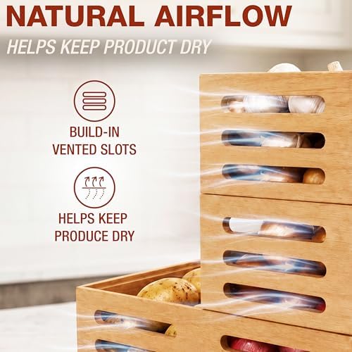 HOMESTEAD Stackable Solid Wood Storage Bins for Pantry & Countertop