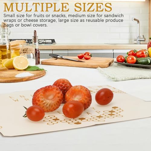 Reusable Beeswax Wrap 3 Pack (S, M, L) Beeswax Wraps for Food