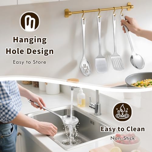 4 Pcs Cooking Utensils Set, Stainless Steel Kitchen Utensils, Heat