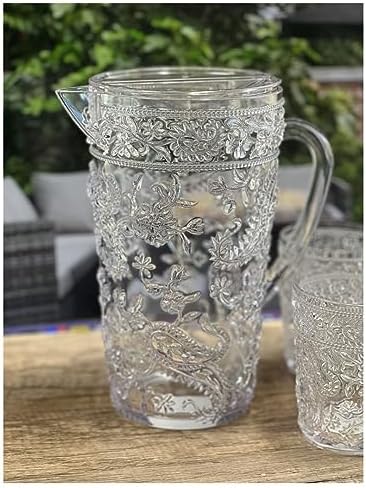 Leading Ware 2.5 Quarts Water Pitcher with Lid, Paisley Unbreakable