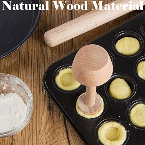Dupiulk Wooden Tart Tamper Set, 3 Pieces