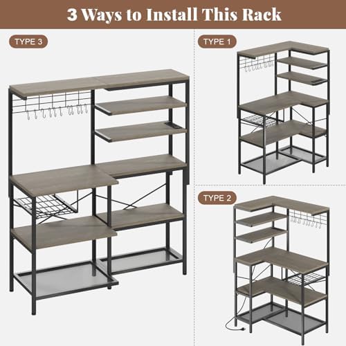 L-Shaped Bakers Rack with Power Outlets