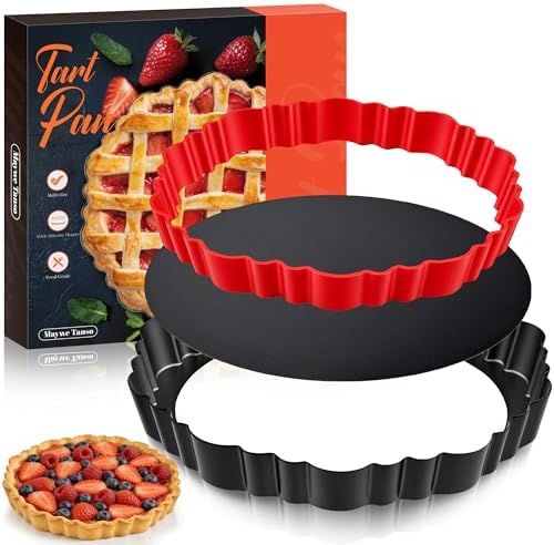 New 9 Inch Tart Pan with Removable Bottom,Non-Stick Carbon Steel