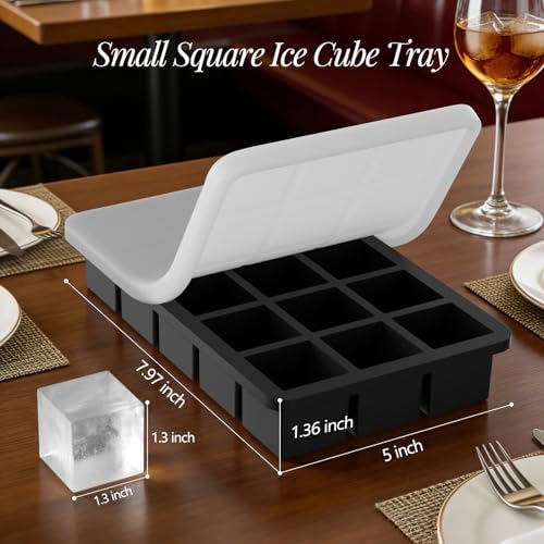 1.3" Small Square Silicone Ice Cube Tray for Freezer, 15 Cavity Big