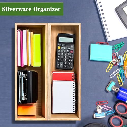 guiogc Bamboo Silverware Drawer Organizer, Set of 2