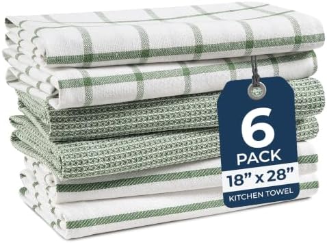 LANE LINEN Dish Towels for Kitchen 100% Cotton Tightly Woven 6 Pack