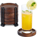 6Pcs Wooden Coasters for Drink-Acacia Wood Drink Coasters Set with