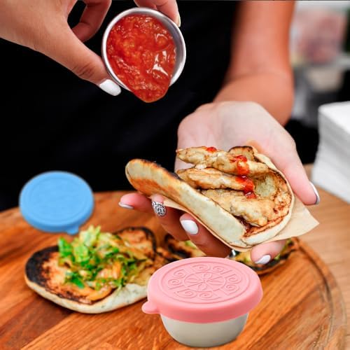 4 Pcs Stainless Steel Dressing Container with Silicone 1.35oz Lids