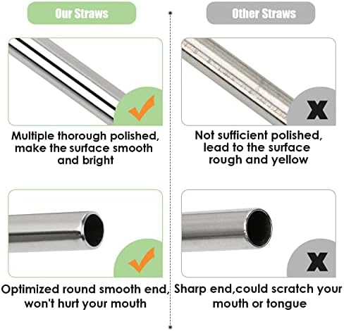 20 Pack Reusable Stainless Steel Metal Straws,10.5" & 8.5" Reusable