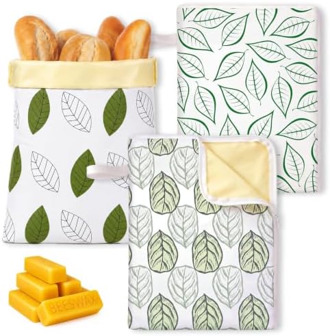 Reginary 3 Pack XL Beeswax Bread Bags, 17x13 Inch