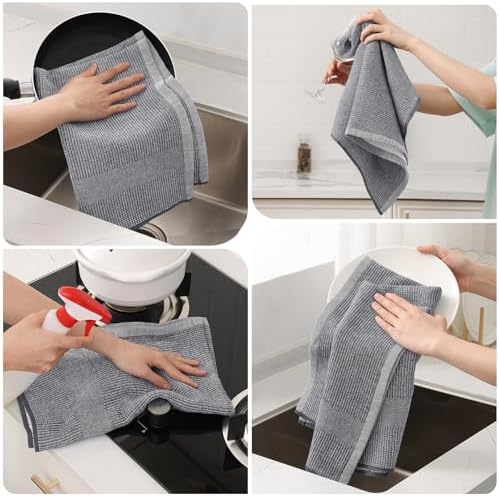 Mordimy Premium Large Cotton Kitchen Towels (18"x 28", 6 Pack), Grey