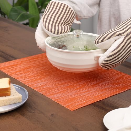 Myir JUN Orange Placemats Set of 8 for Dining Table Thanksgiving