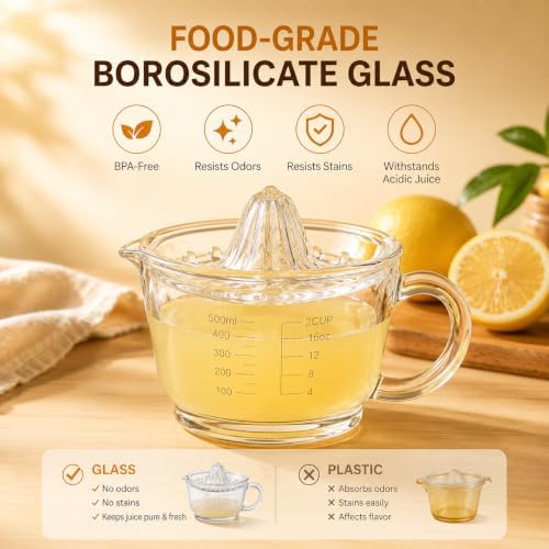 Glass Manual Lemon Squeezer, 2 Cup/500ML