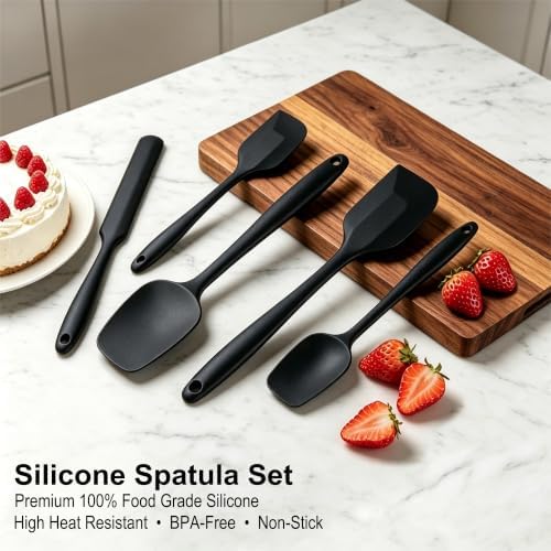 14-Piece Silicone Kitchen Cooking Utensils Set, Black