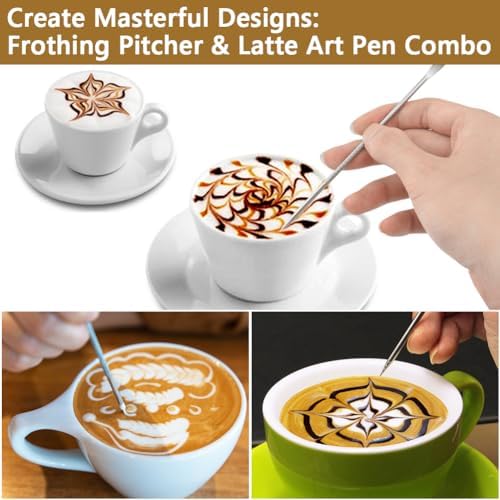 Milk Frothing Pitcher Stainless Milk Cup with Art Pen
