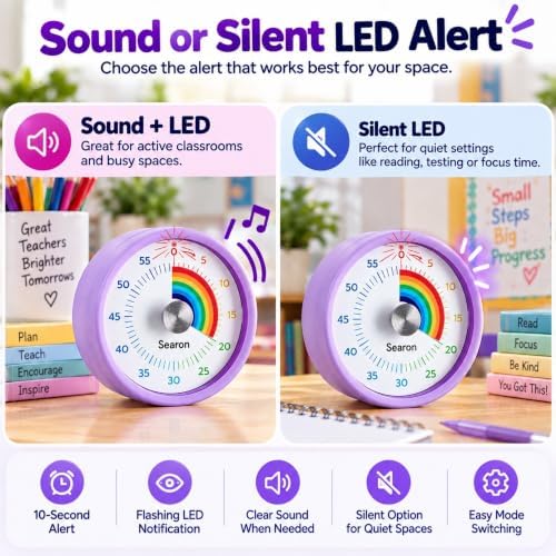 Magnetic Visual Timer, 60-Minute, Purple