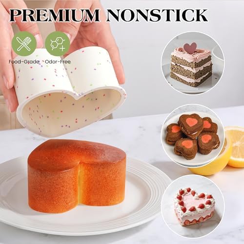 4 Inch Mini Silicone Heart Shaped Cake Pans for Baking Set of 3