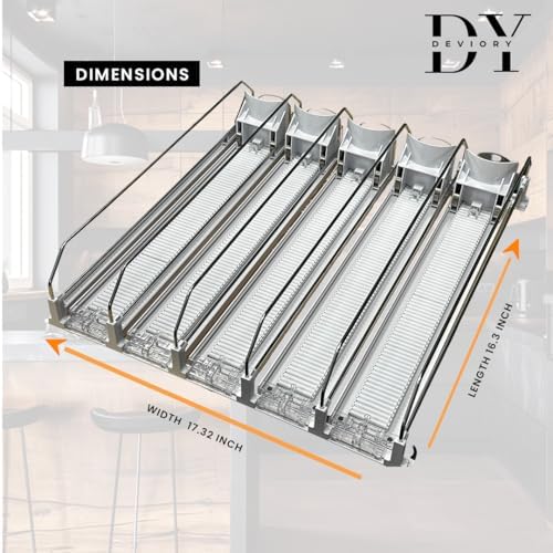 Soda Can Organizer, 5-Row Stainless Steel Adjustable Dispenser