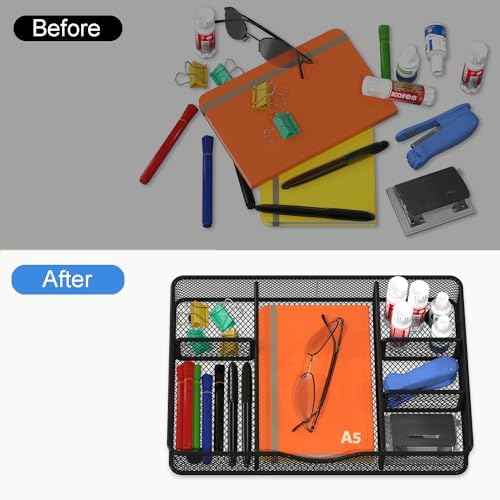 VyGrow Desk Drawer Organizer, Metal Mesh Drawer Organizer Tray with 6