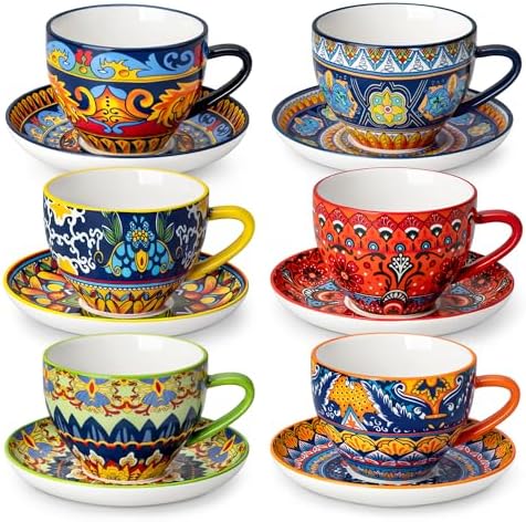 vancasso 8oz Bohemian Porcelain Cappuccino Cups, 6-Piece Set