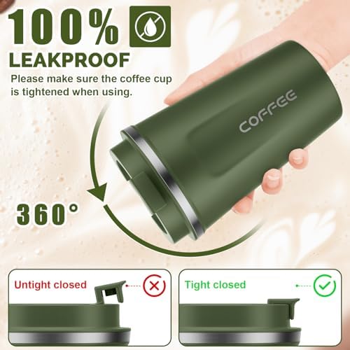 CS COSDDI 12 oz Coffee Mug - Stainless Steel Coffee Cup with Leakproof