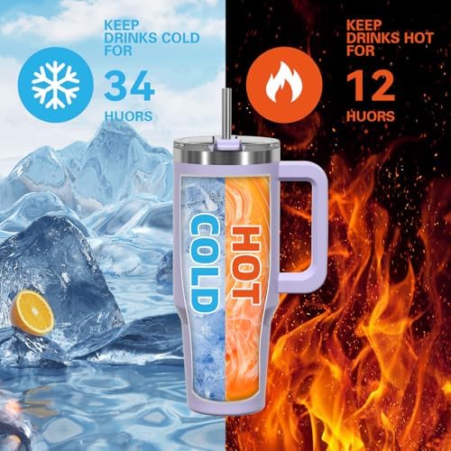 40 oz Tumbler with Handle,Tumbler with Lid and Straw,Double Wall