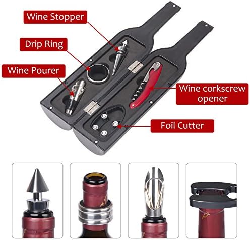 Solaris Wine Accessories Gift Set, 5-Piece Deluxe Corkscrew Opener
