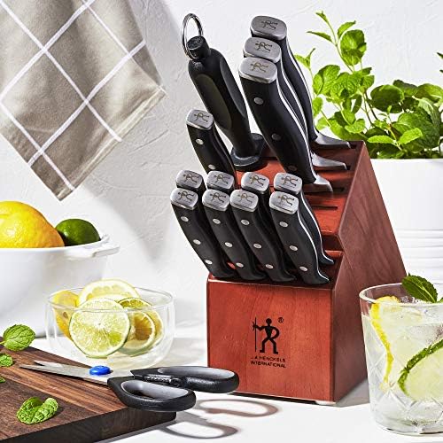 Henckels Forged Accent 15-Pc Knife Block Set, Black Handle