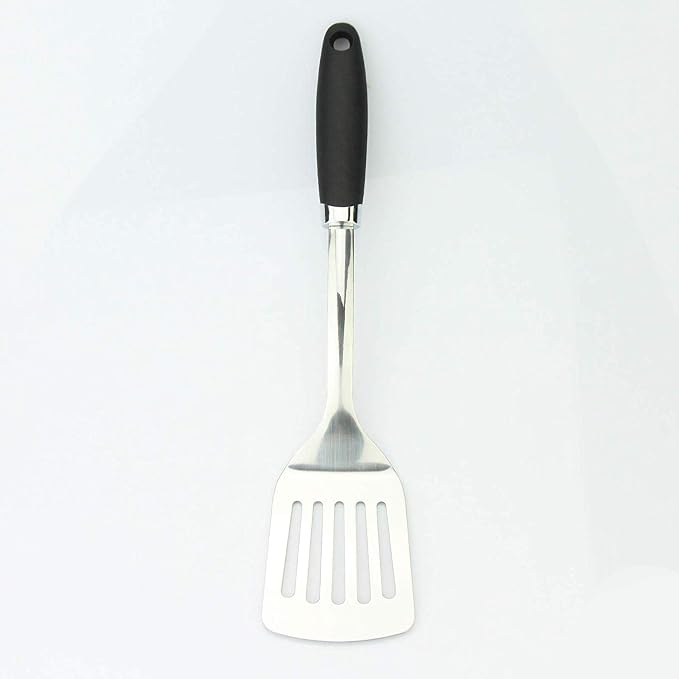 Brushed Slotted Stainless Steel Turner, Non-Slip Spatula - Image 4